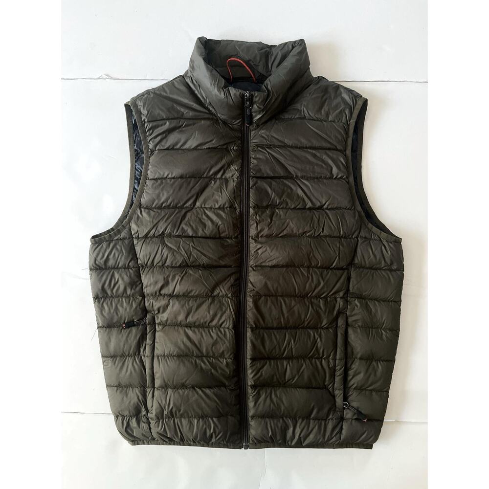 Hawke & Co Vest Mens M Green Down Puffer Quilted Full Zip Lightweight Outdoor